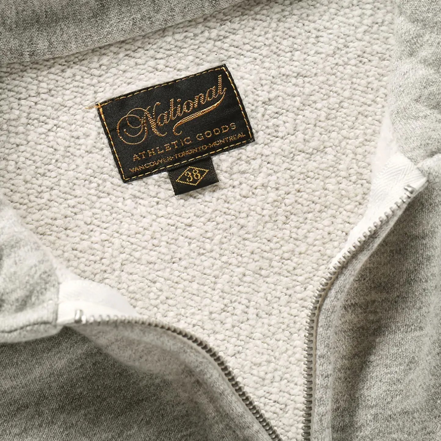 National Athletic 1/4 Zip Campus Sweat - Mid Grey - SALE 35% OFF