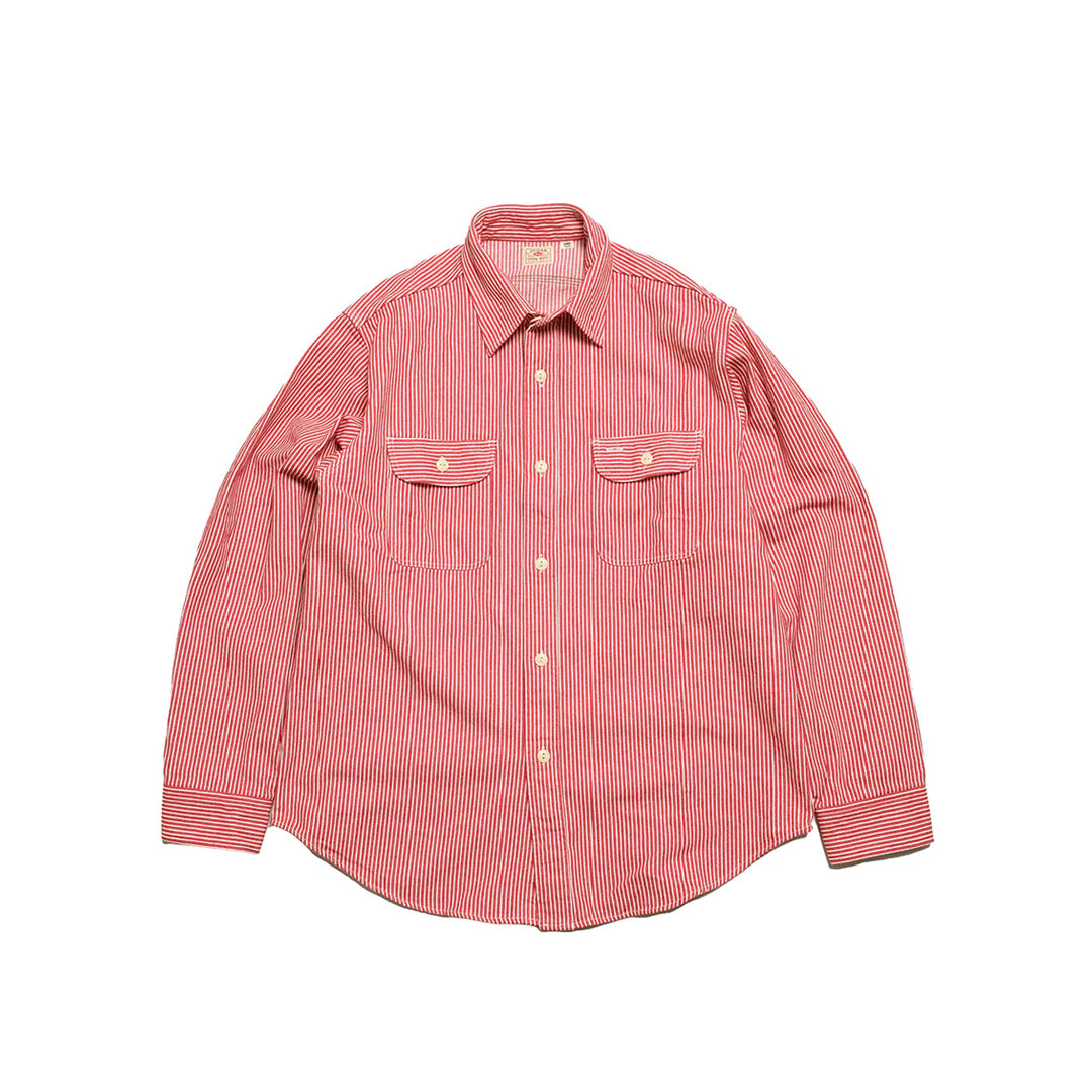 Sugar Cane - Red Hickory Stripe Work Shirt