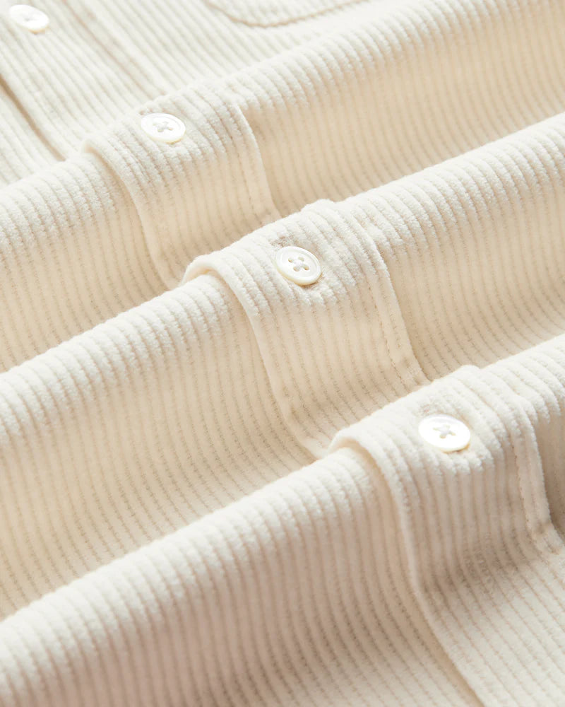 Portuguese Flannel Button Down Cord Shirt - Ecru