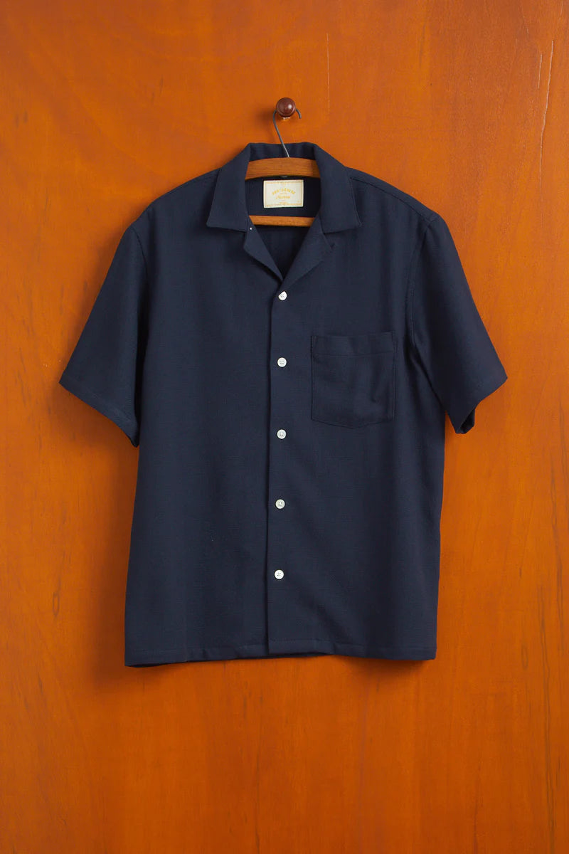 Portuguese Flannel Pique Shirt - Navy