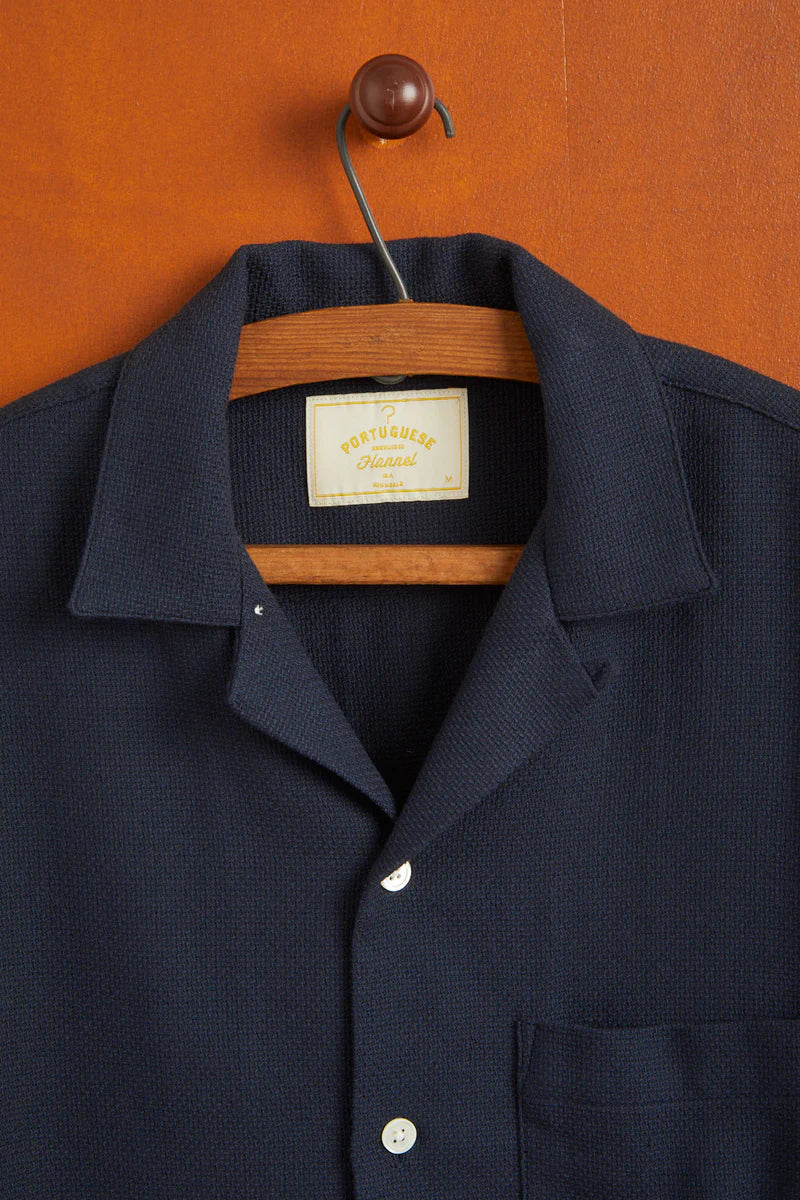 Portuguese Flannel Pique Shirt - Navy