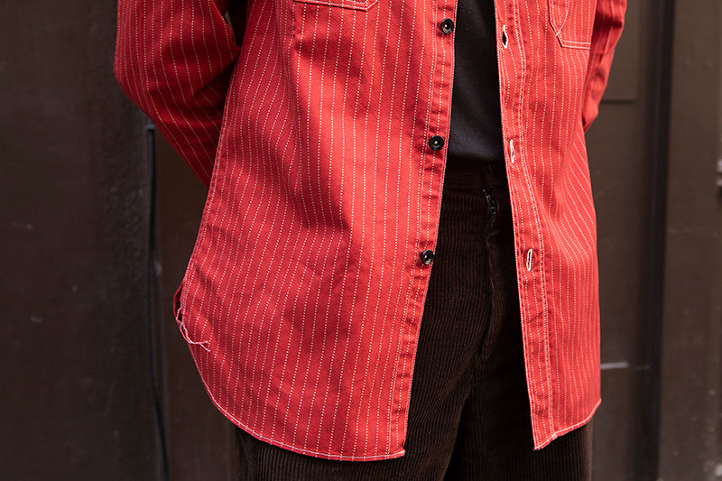 Sugar Cane Red Wabash Stripe Work Shirt