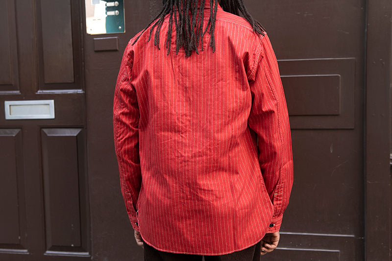 Sugar Cane Red Wabash Stripe Work Shirt