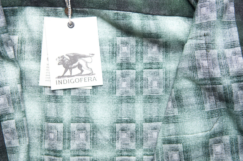 Indigofera ‘Walton’ Printed Cotton Check Green - SALE 35% OFF
