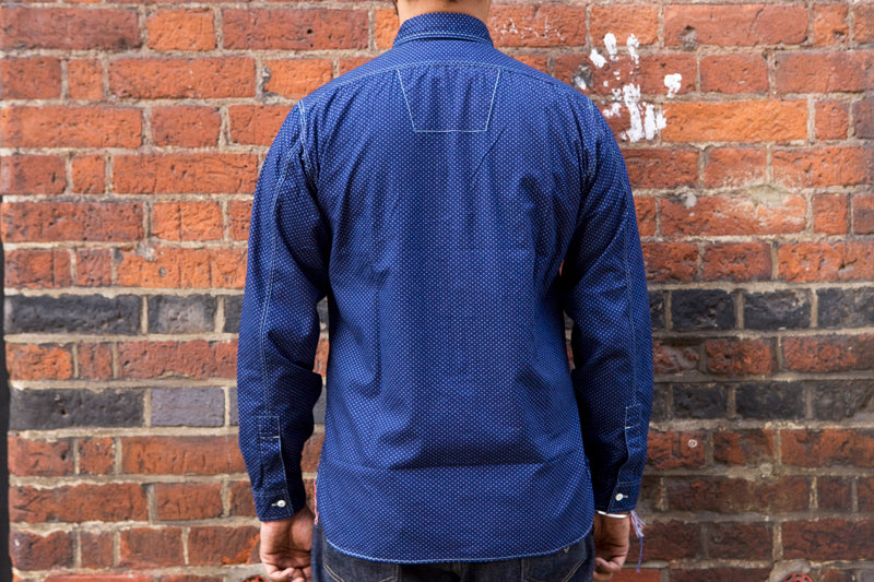 Sugar Cane Polka Dot Workshirt - Indigo