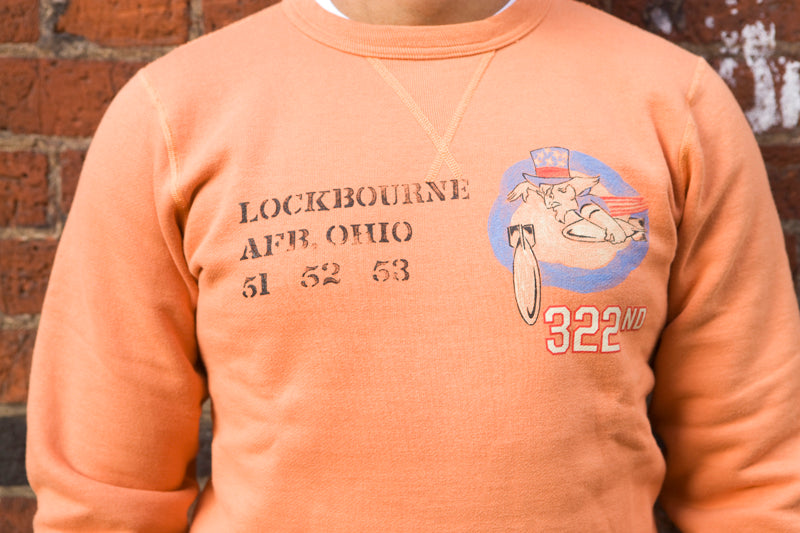 Buzz Rickson ‘LOCKBOURNE AFB, OHIO’ Single-V Needle Sweatshirt - Washed Orange