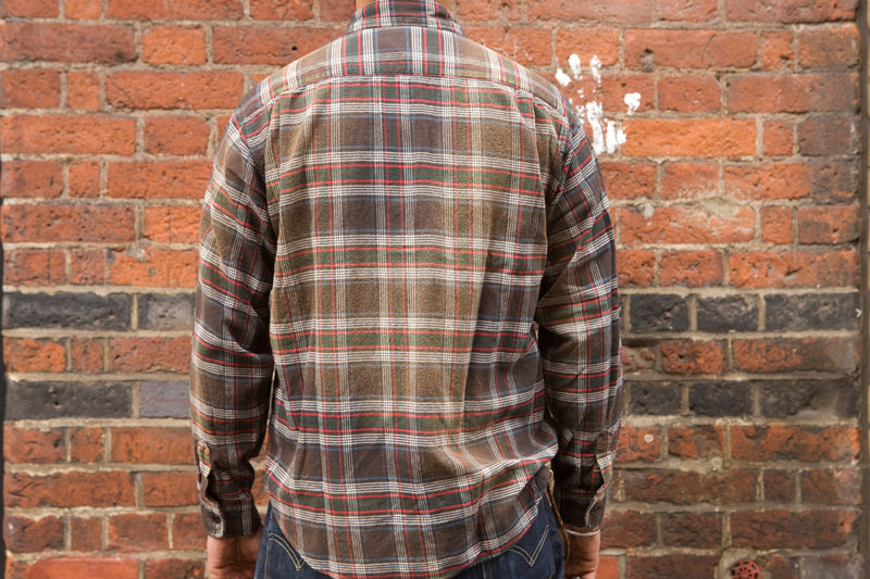 Sugar Cane Sun-Bleached Check Flannel Shirt - Black/Red