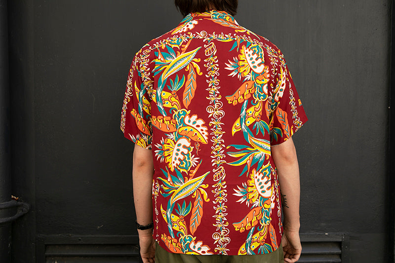 Sun Surf Hawaiian Shirt “Birds of Paradise Monstera” Brown