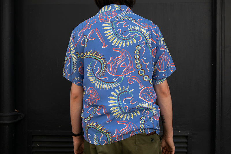 Sun Surf Hawaiian Shirt “Paradise Pictograph” Blue