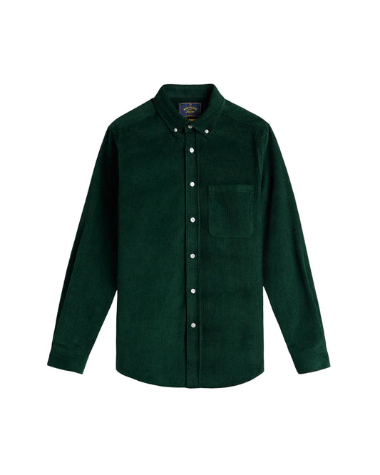Portuguese Flannel Button Down Cord Shirt - Green