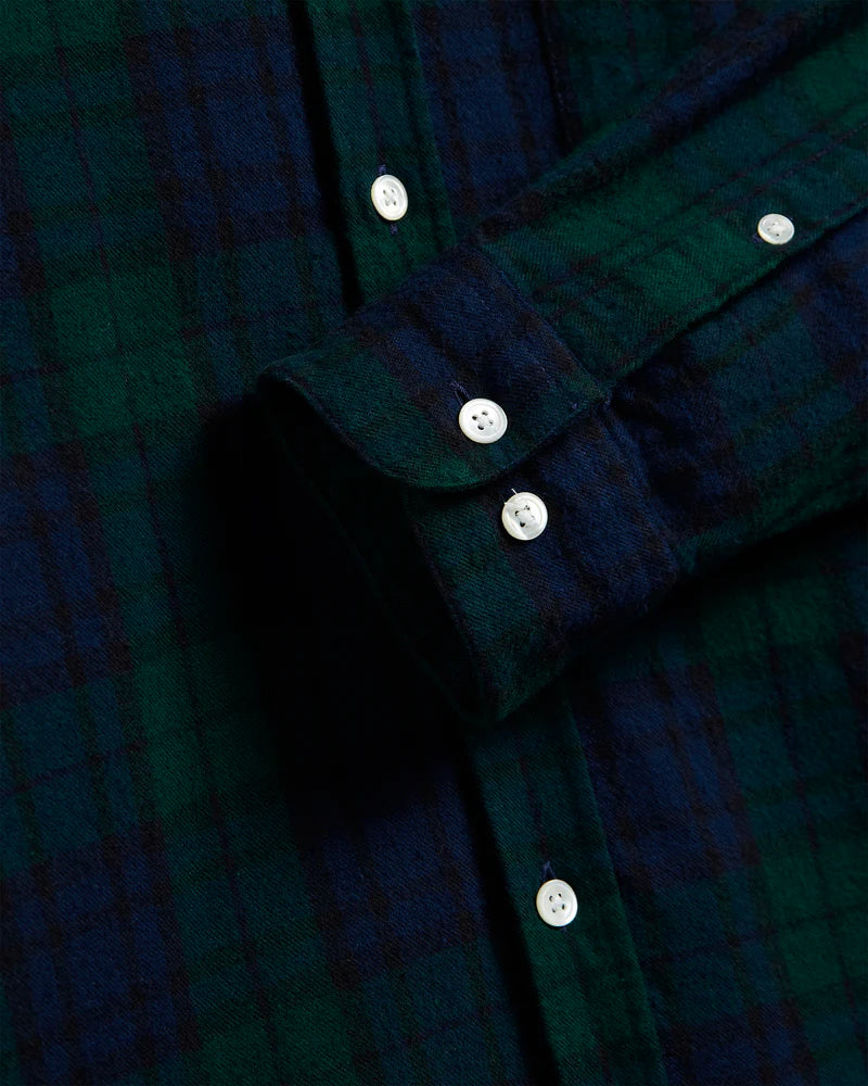 Portuguese Flannel Button Down Bonfim Shirt - Green and Navy Check