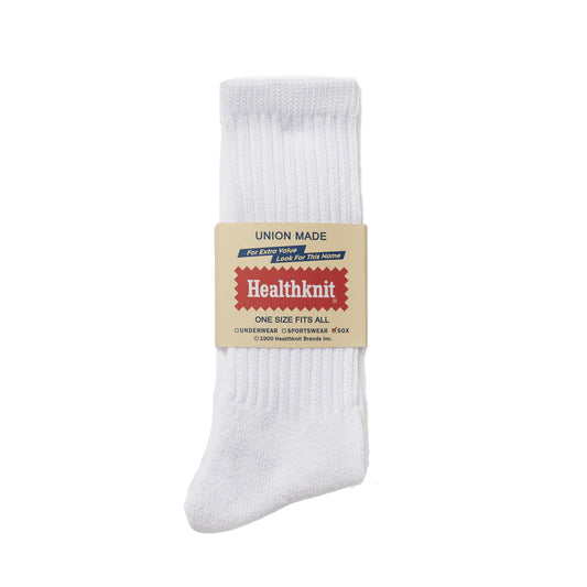 Healthknit Sinker White Plain Socks (3 Pack)