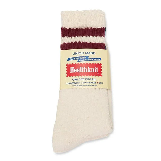 Healthknit Sinker Sock Striped 3 Pack Off White (Burgundy, Navy, Green)