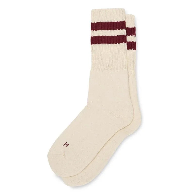 Healthknit Sinker Sock Striped 3 Pack Off White (Burgundy, Navy, Green)