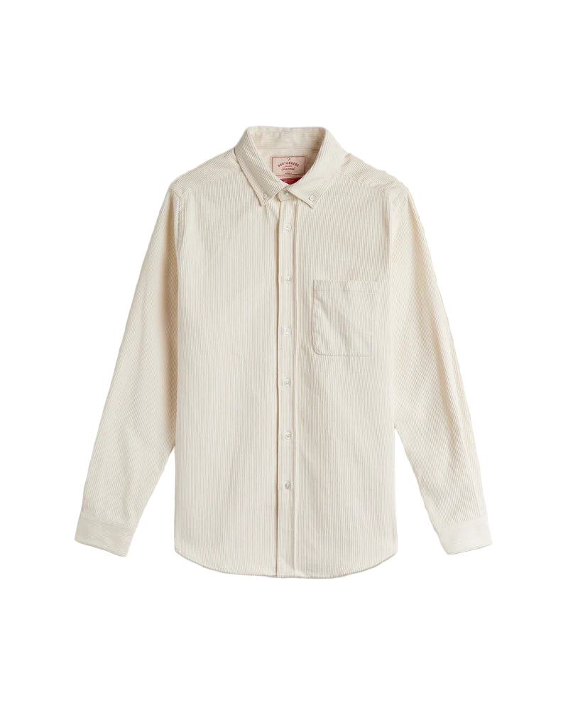Portuguese Flannel Button Down Cord Shirt - Ecru