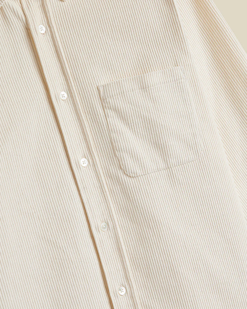 Portuguese Flannel Button Down Cord Shirt - Ecru