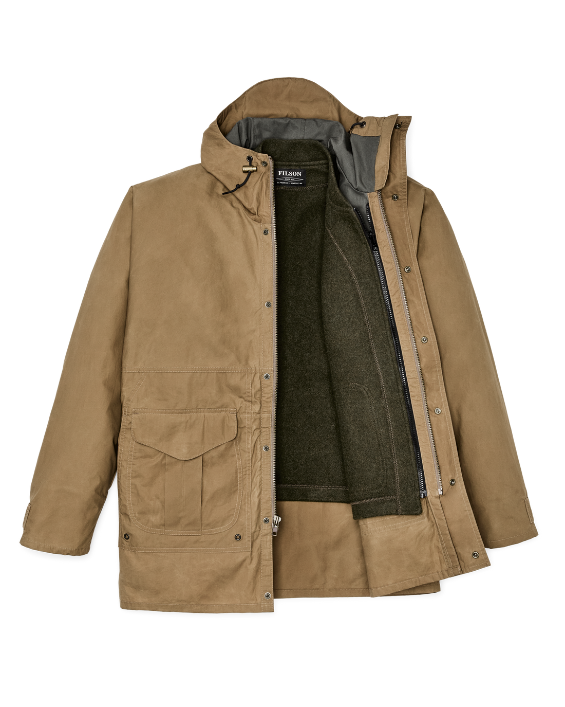 Filson Dry Wax Omack Coat - Dark Beige