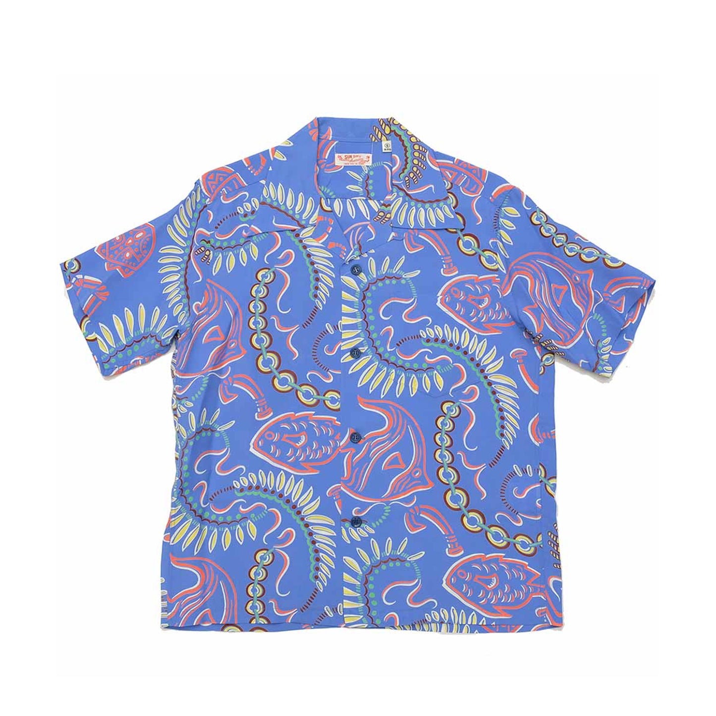 Sun Surf Hawaiian Shirt “Paradise Pictograph” Blue