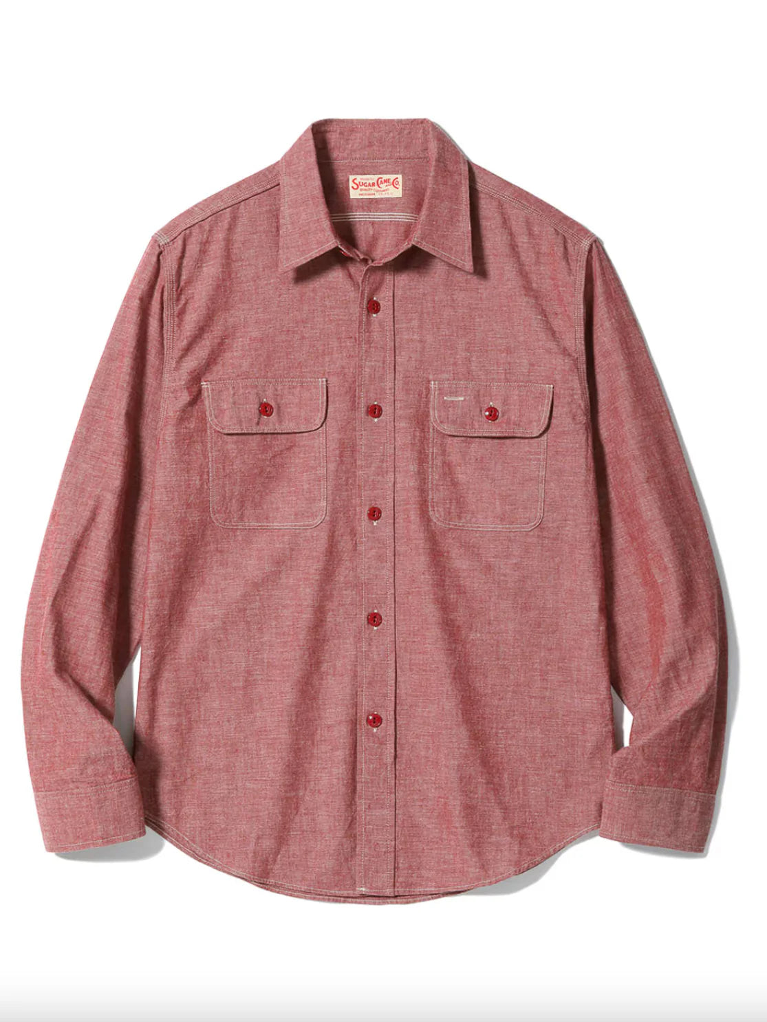Sugar Cane, SC29682 Work Shirt - Red Chambray