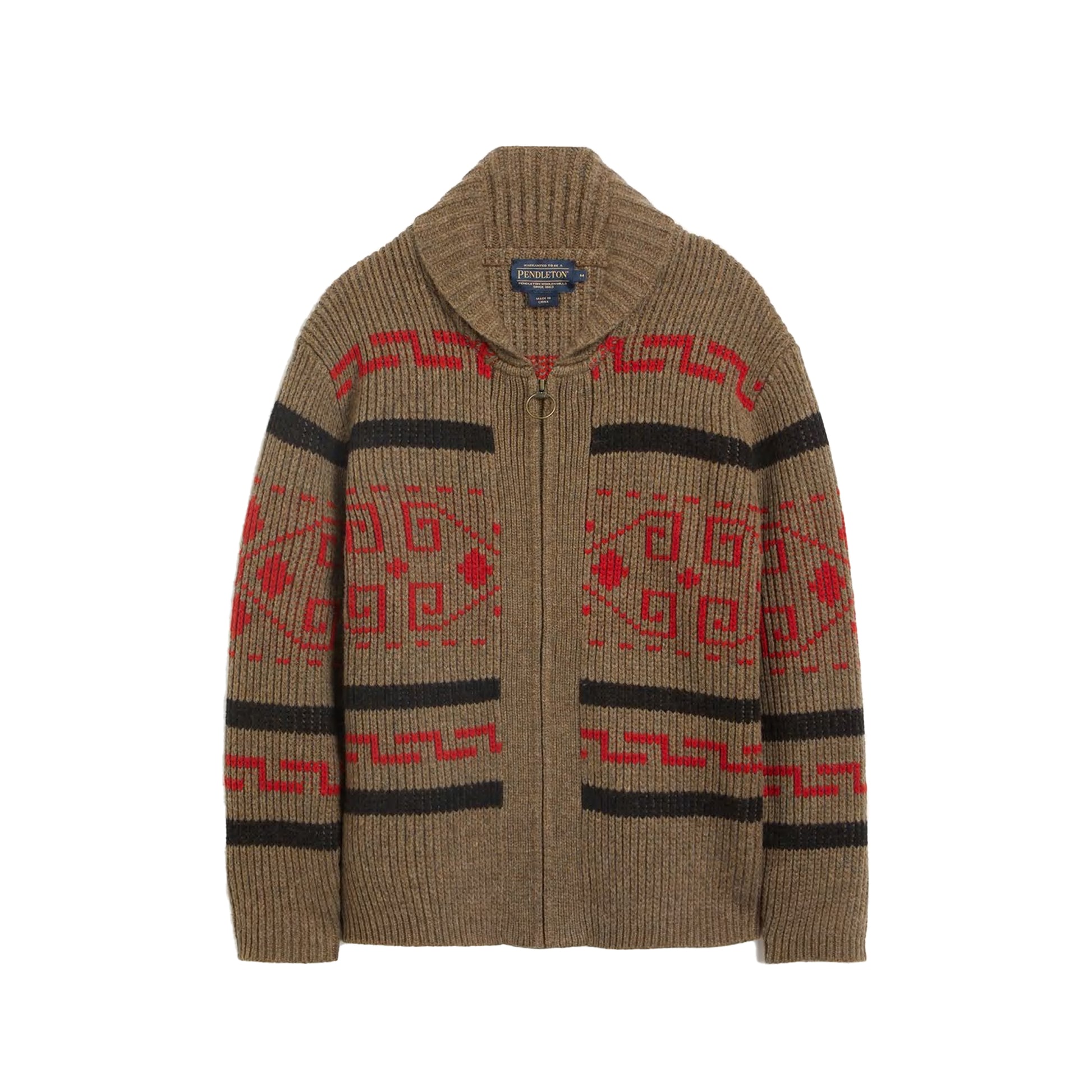 Pendleton Original Westerley Sweater Taupe/Red - Main Image
