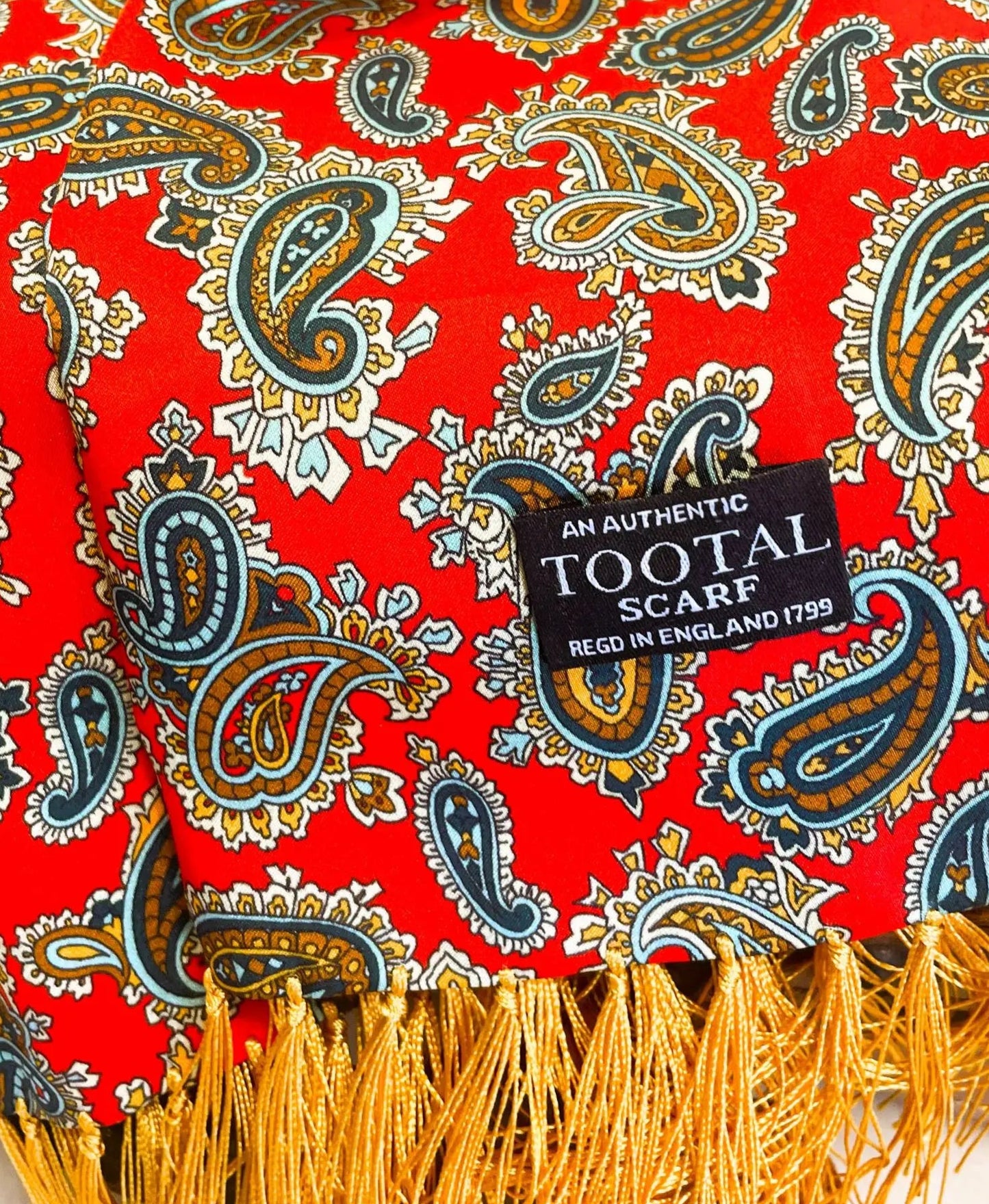 Tootal Scooter Red Paisley Silk Scarf