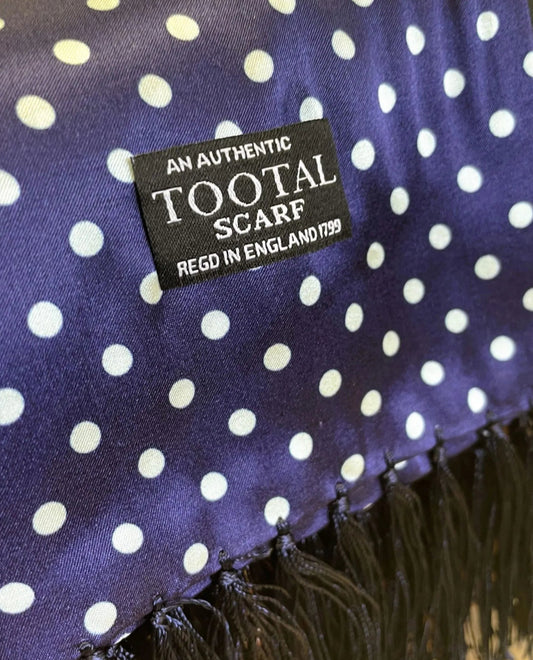 Tootal Navy Polka Dot Print Silk Scarf