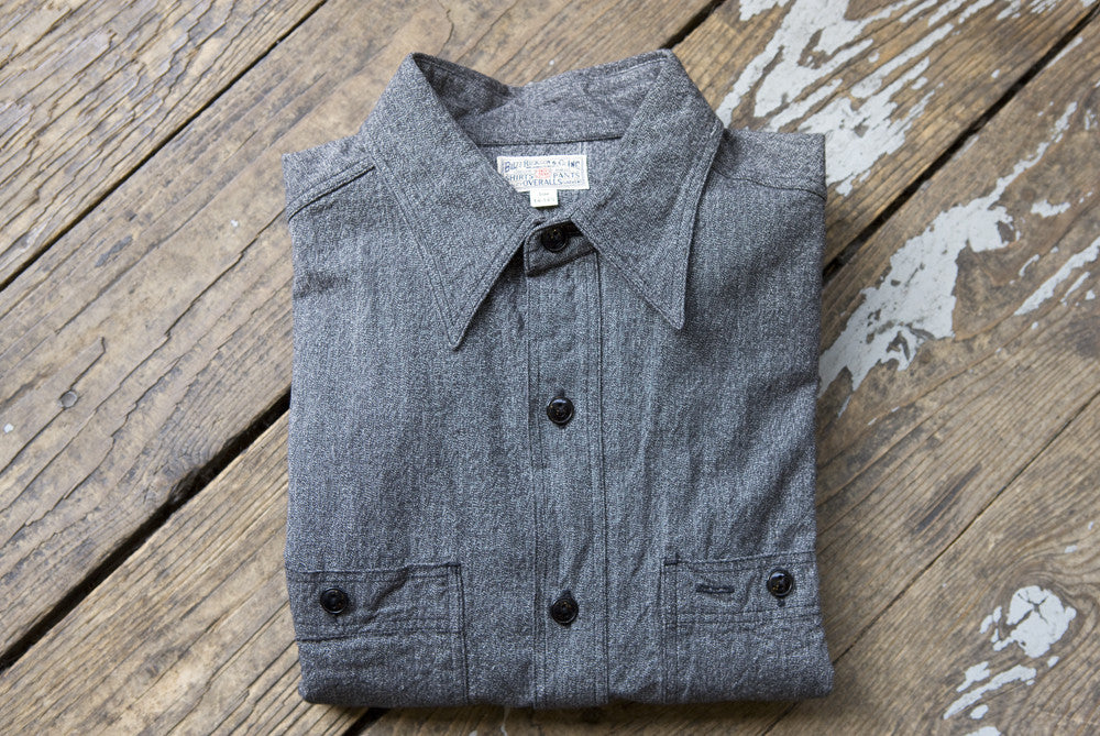 Buzz Rickson Grey Moc-Twist Shirt | American Classics London