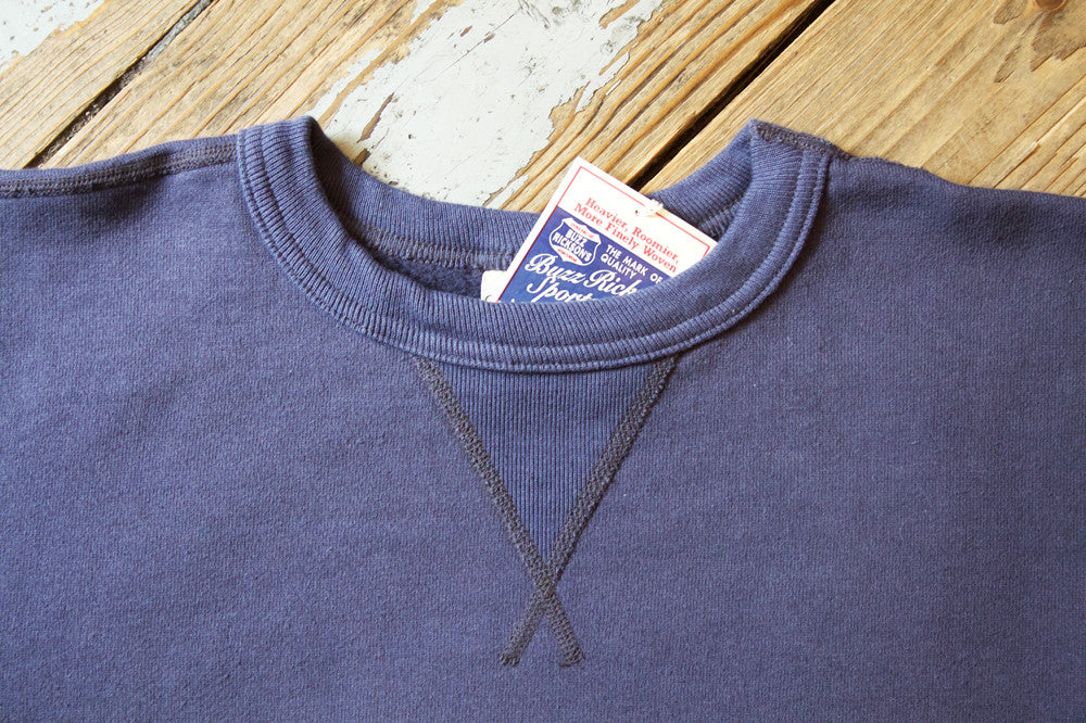 Buzz Rickson Blue Single-V Needle Sweatshirt | American Classics London