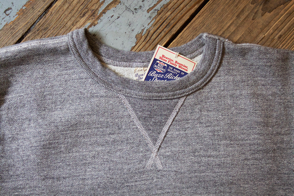 Buzz Rickson Grey Marl Single-V Needle Sweatshirt | American Classics London