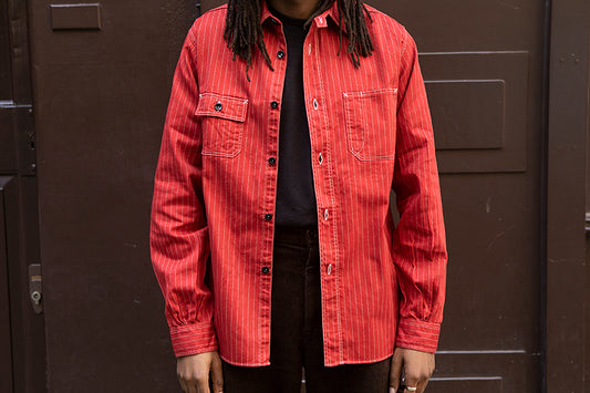 Sugar Cane Red Wabash Stripe Work Shirt