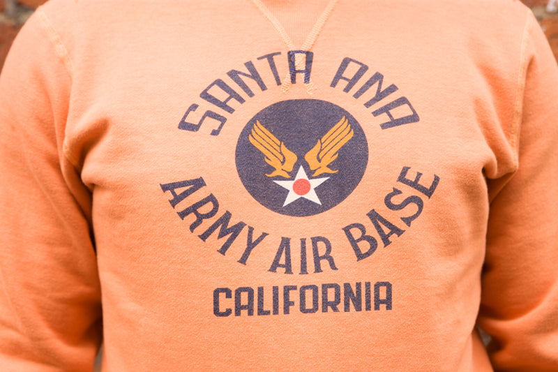 Buzz Rickson ‘SANTA ANA ARMY AIR BASE CALIFORNIA’ Single-V Needle Sweatshirt - Orange
