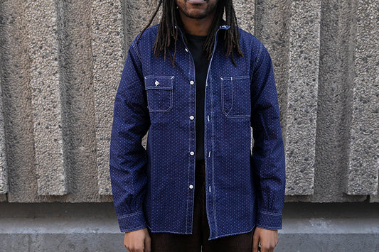 Sugar Cane Indigo Casino Stripe Work Shirt