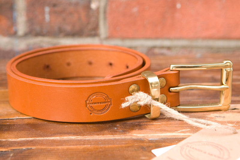 Barnes & Moore ‘Garrison’ Belt - Harness Tan/Brass