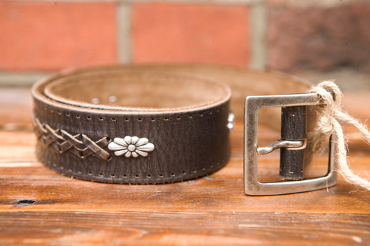 Rust Mood Western Inlay Leather Belt Black (BLT_026) SALE 35% OFF