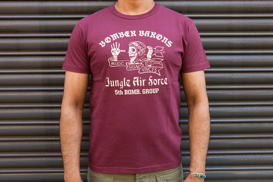Buzz Rickson ‘Bomber Barons Jungle Air Force’ Tee Wine - SALE 35% OFF