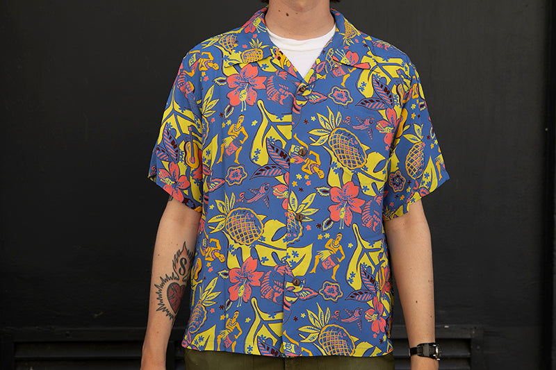 Sun Surf Hawaiian Shirt “Time to Luau” Blue