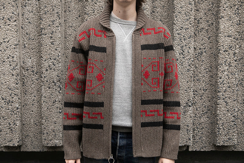 Pendleton Original Westerley Sweater - Taupe/Red