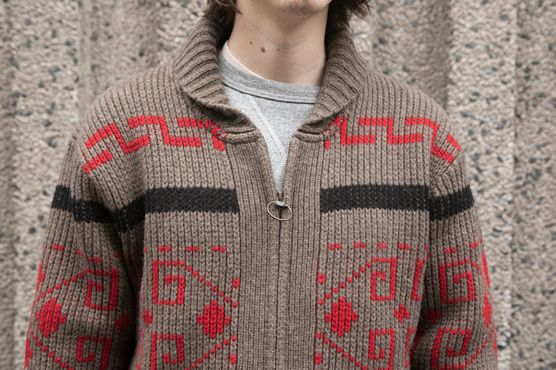 Pendleton Original Westerley Sweater - Taupe/Red