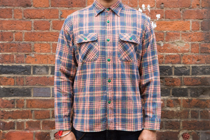 Sugar Cane ‘Fiction Romance’ Flannel Lining Check Workshirt - Pink