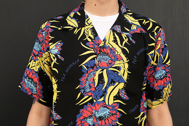 Sun Surf Hawaiian Shirt “Pua Mohala” Black