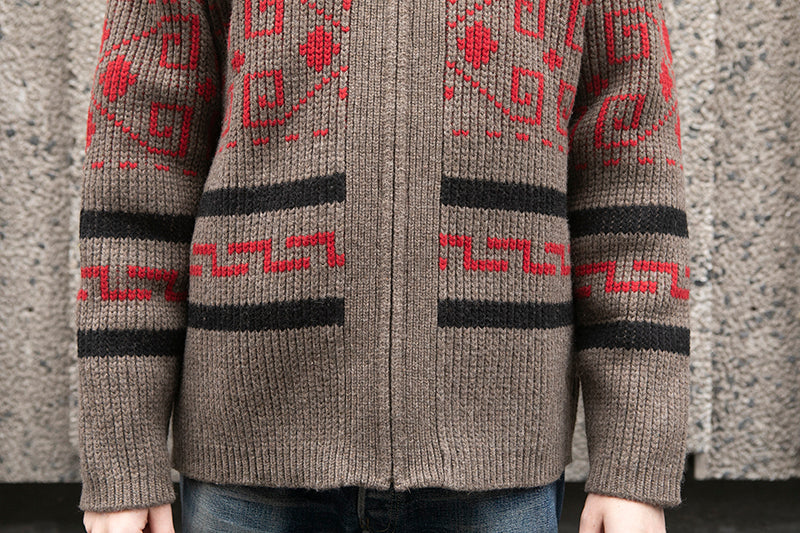 Pendleton Original Westerley Sweater - Taupe/Red