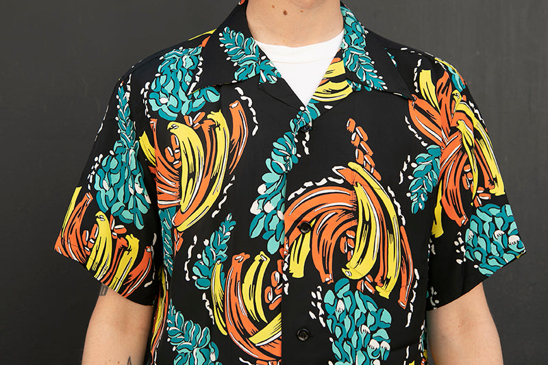 Sun Surf Hawaiian Shirt “Banana Harvest” Black