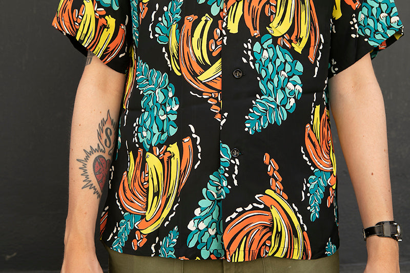 Sun Surf Hawaiian Shirt “Banana Harvest” Black