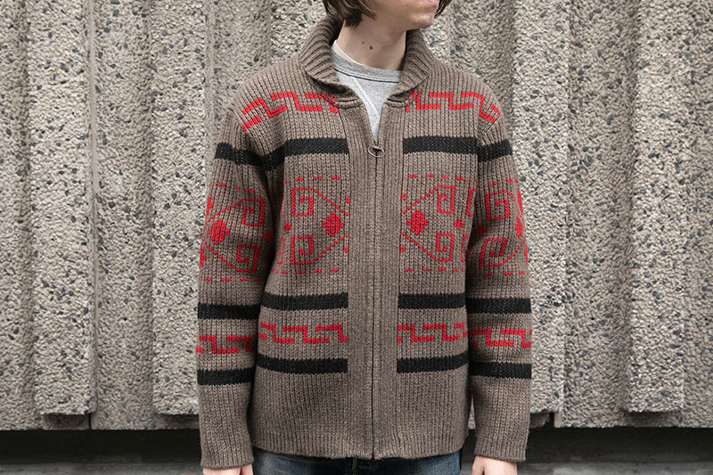 Pendleton Original Westerley Sweater - Taupe/Red