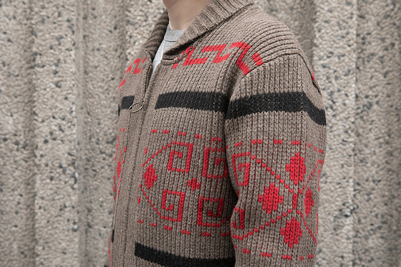 Pendleton Original Westerley Sweater - Taupe/Red