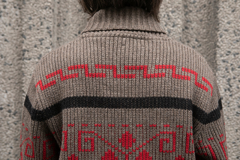 Pendleton Original Westerley Sweater - Taupe/Red