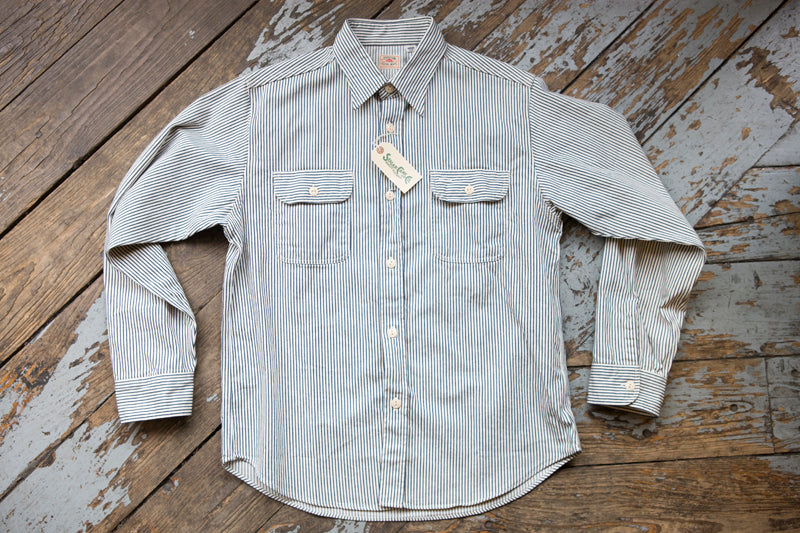 Sugar Cane Hickory Stripe Workshirt - Off White