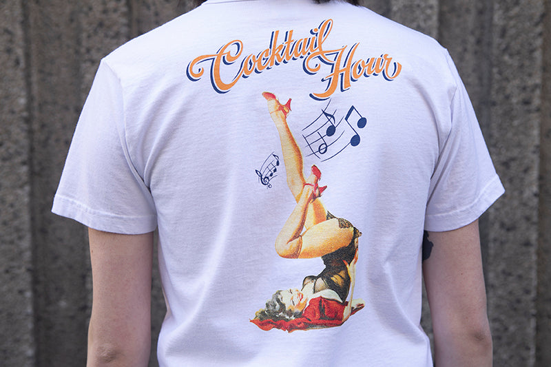 Buzz Rickson USAAF "Cocktail Hour" Pin-Up T-Shirt - White - SALE 35% OFF