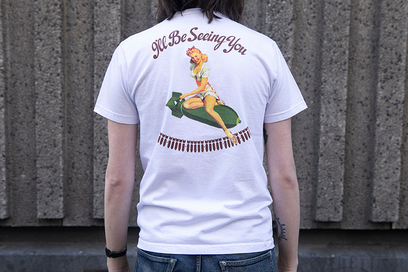 Buzz Rickson USAAF "I'll be seeing you" Pin-Up T-Shirt - White - SALE 35% OFF