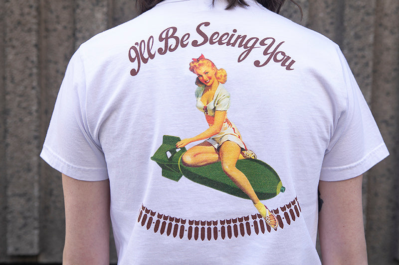 Buzz Rickson USAAF "I'll be seeing you" Pin-Up T-Shirt - White - SALE 35% OFF